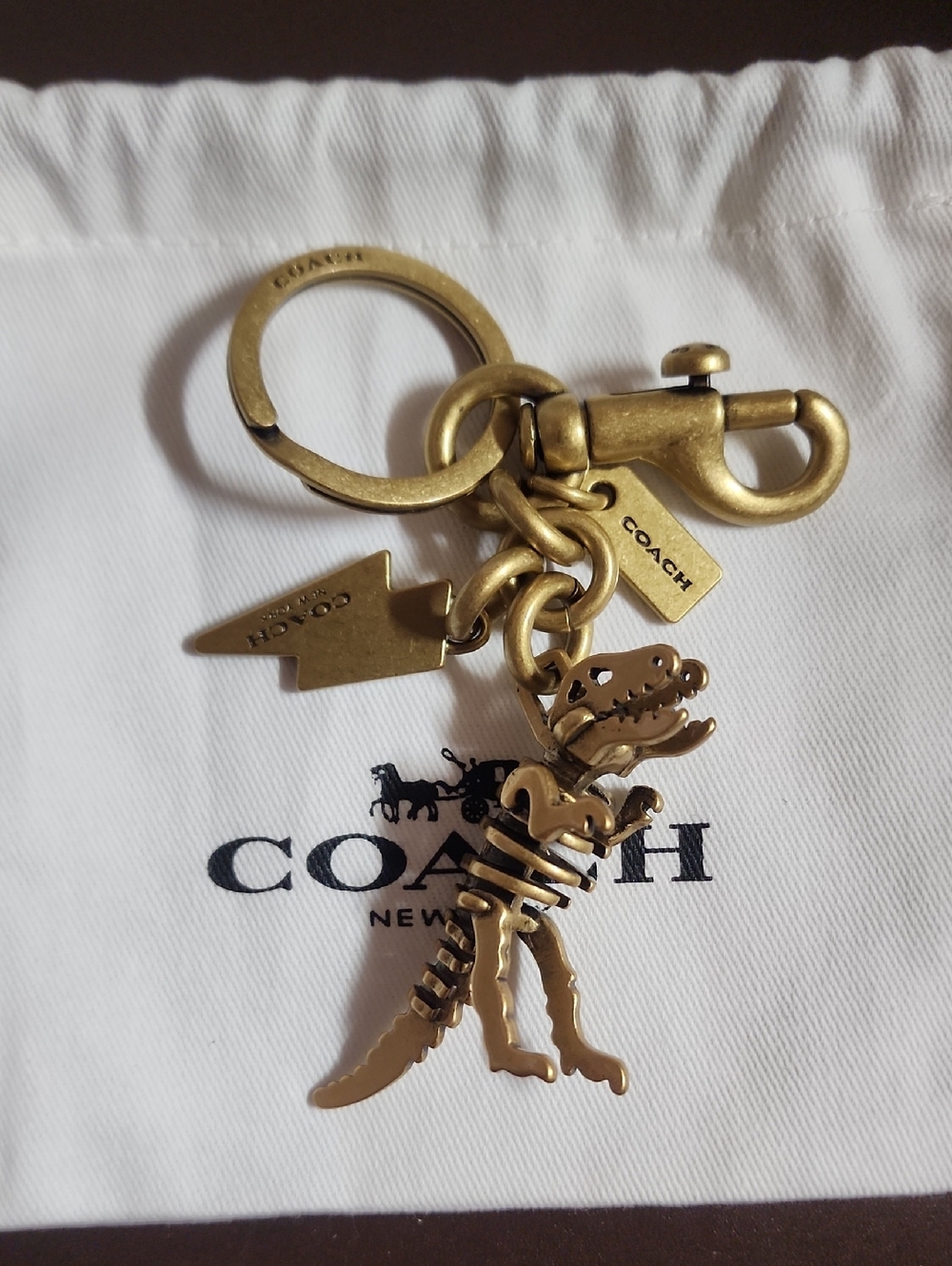 Coach Rexy 3D Skeleton Keychain Charm W/ Lightening Bolt New